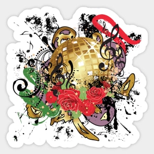 Grunge Gold Disco Ball Sticker